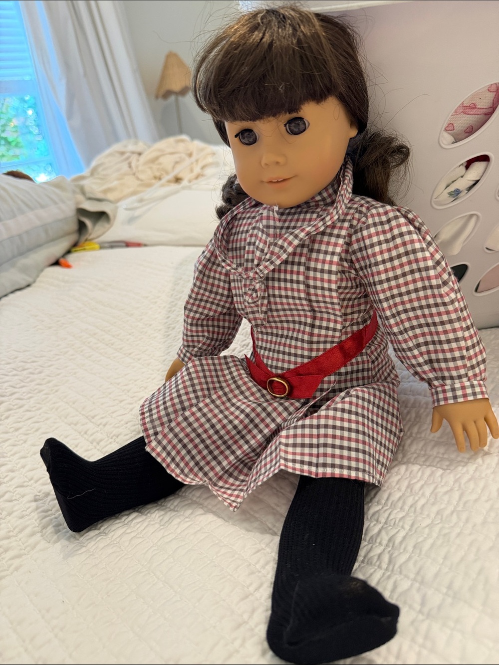 American Girl Samantha Doll Classic Plaid Doll Outfit with Red Belt - Kids Toys